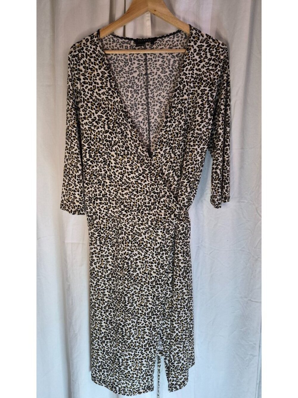 Parallel Large Cheetah Wrap Midi Stretch Date Party Event Classic Dress